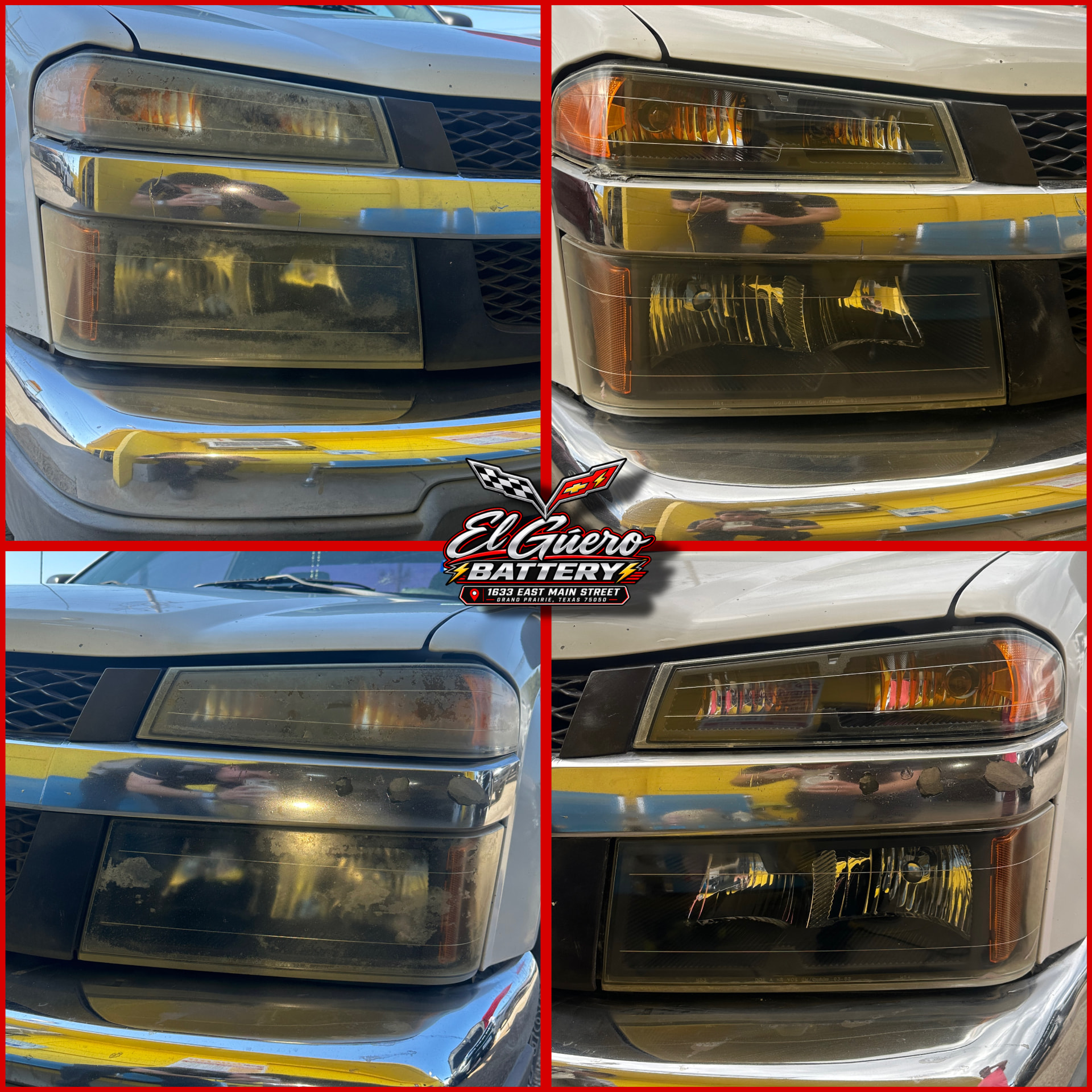 Chevy Colorado headlights before and after restoration — cloudy lenses restored to clear